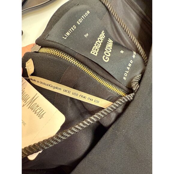 Roland Mouret Black Romolo Cape Sleeve Midi Dress NWT - Size 8 - Picture 13 of 14